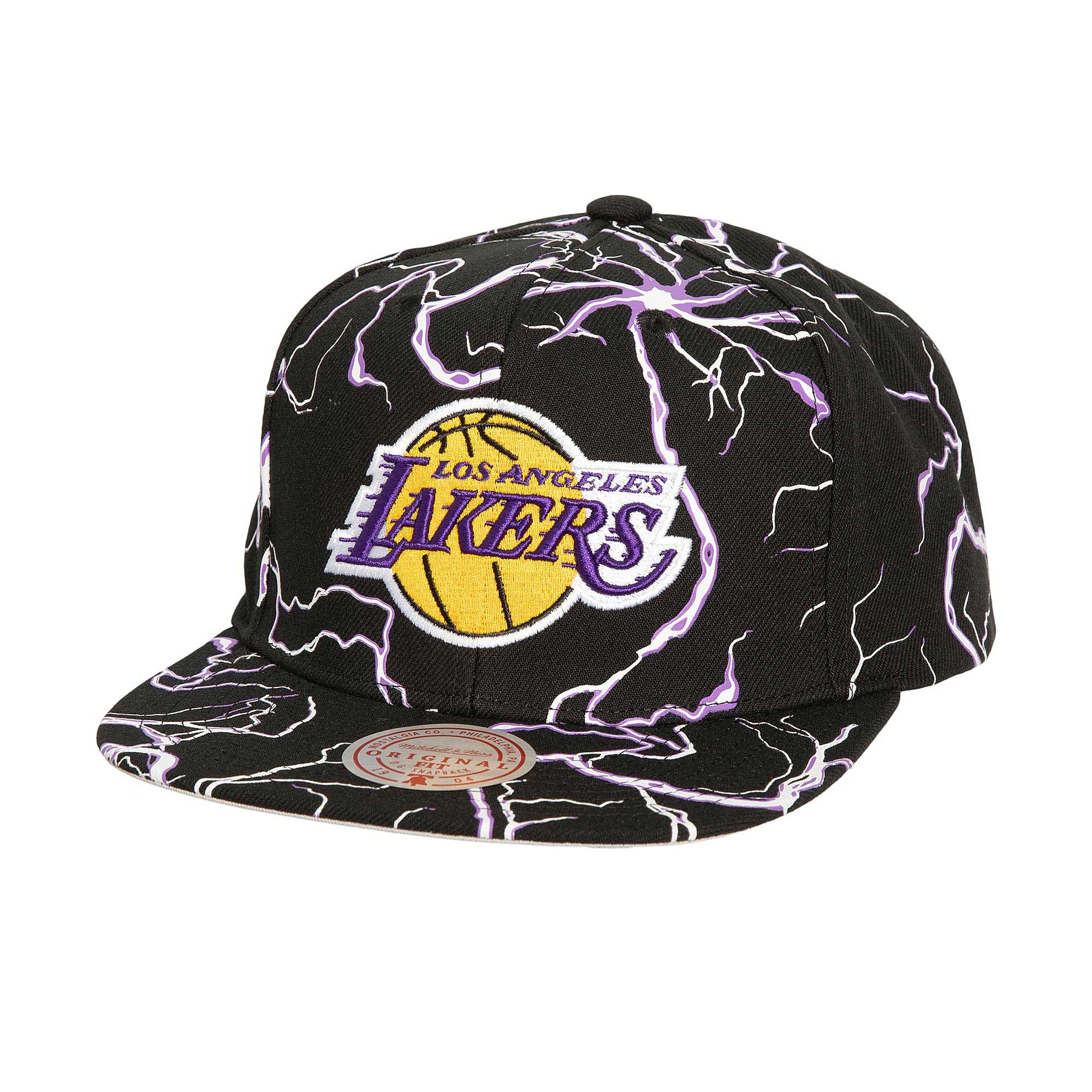 Official Los Angeles Lakers mens los angeles lakers mitchell  ness black storm season snapback hat | Lakers Shop