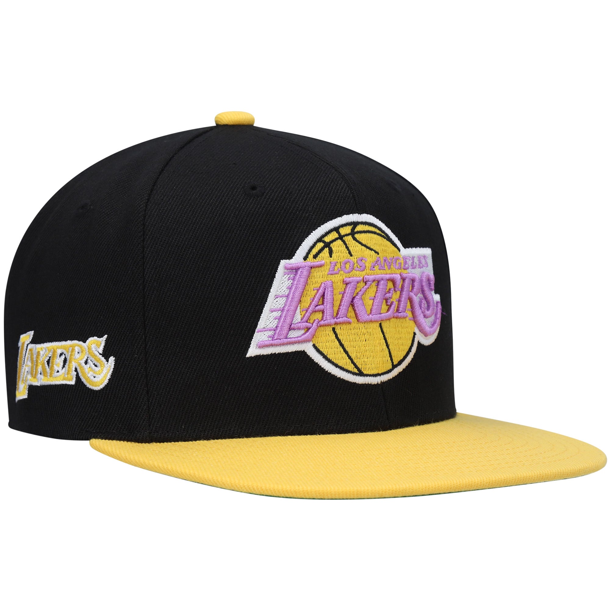 Official Los Angeles Lakers mens los angeles lakers mitchell  ness blackgold hardwood classics snapback hat | Lakers Shop