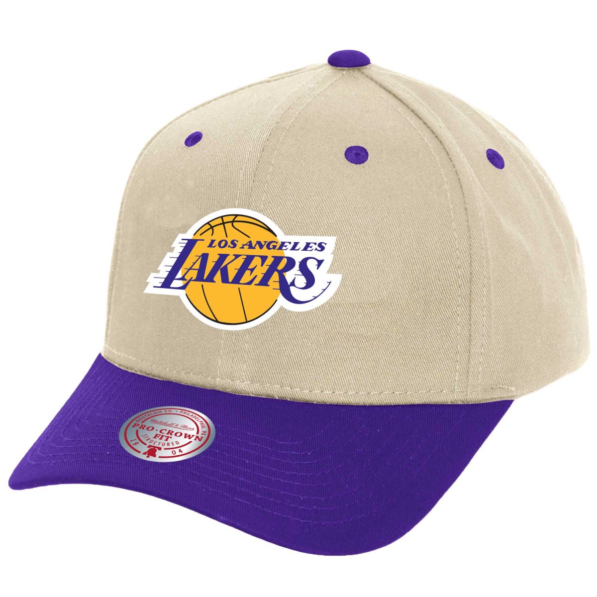 Official Los Angeles Lakers mens los angeles lakers mitchell  ness cream game on two-tone pro crown adjustable hat | Lakers Shop