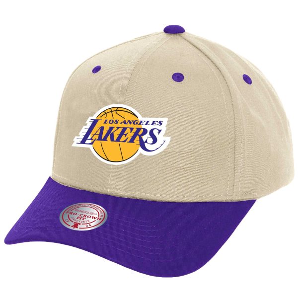 Official Los Angeles Lakers mens los angeles lakers mitchell  ness cream game on two-tone pro crown adjustable hat | Lakers Shop