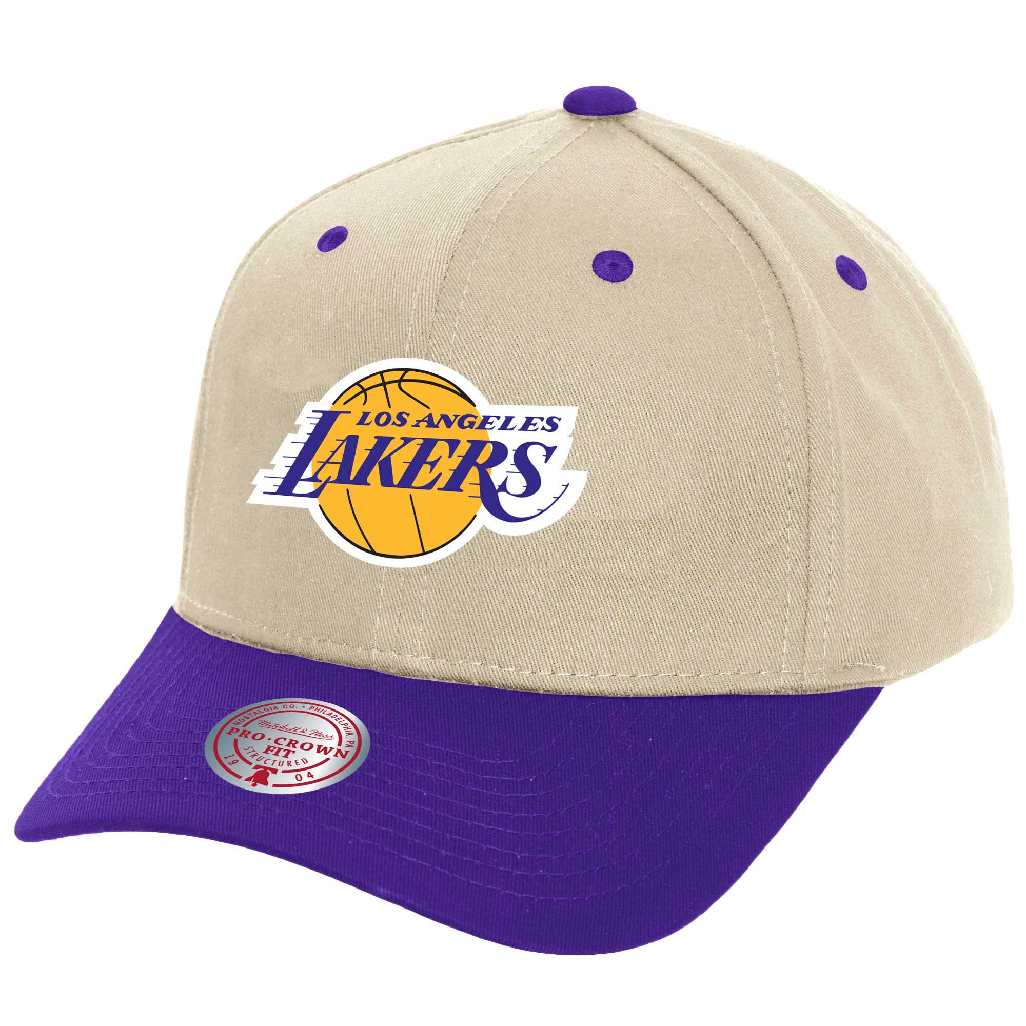 Official Los Angeles Lakers mens los angeles lakers mitchell  ness cream game on two-tone pro crown adjustable hat | Lakers Shop