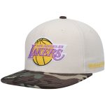 Official Los Angeles Lakers mens los angeles lakers mitchell  ness cream hardwood classics 2010 nba finals patch off white camo fitted hat | Lakers Shop