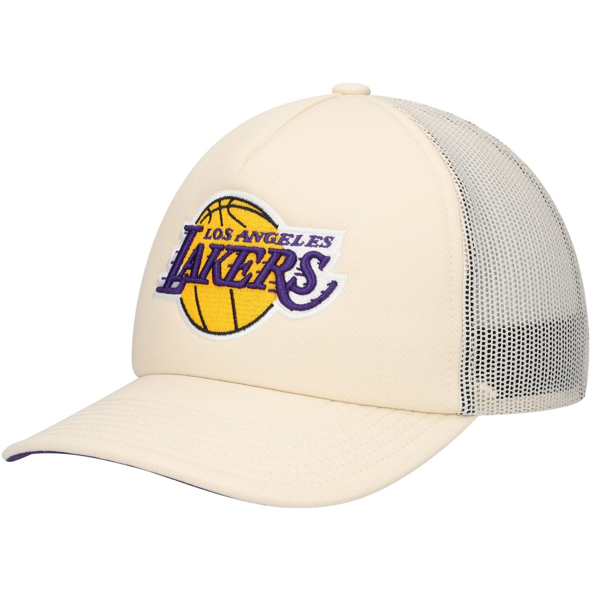 Official Los Angeles Lakers mens los angeles lakers mitchell  ness cream trucker adjustable hat | Lakers Shop