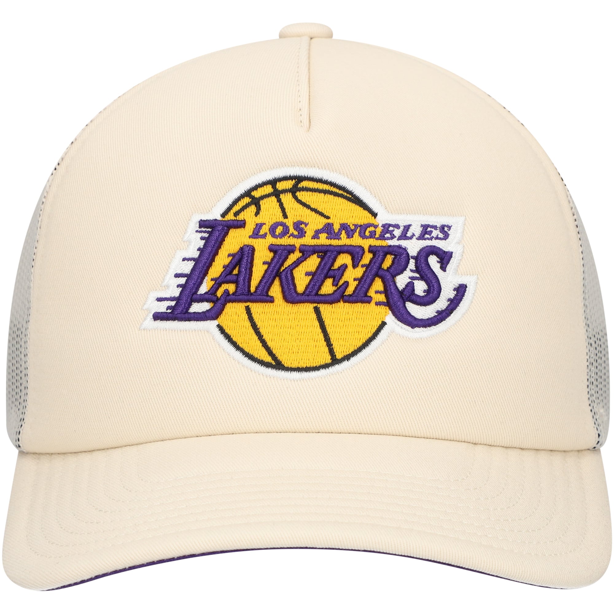 Official Los Angeles Lakers mens los angeles lakers mitchell  ness cream trucker adjustable hat | Lakers Shop