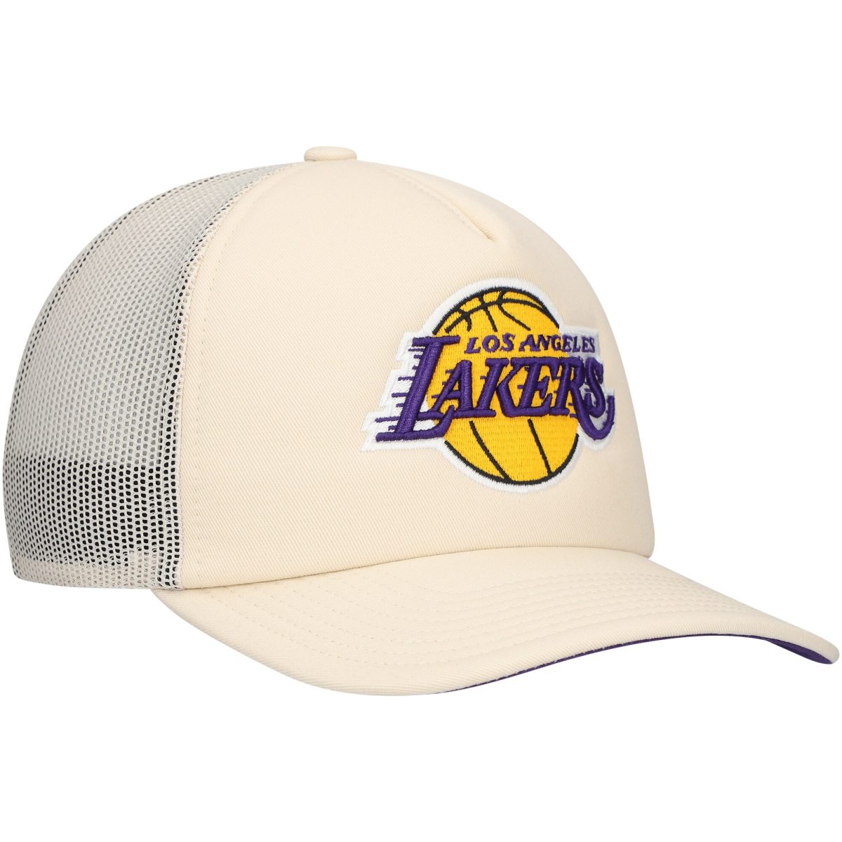 Official Los Angeles Lakers mens los angeles lakers mitchell  ness cream trucker adjustable hat | Lakers Shop