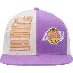 Official Los Angeles Lakers mens los angeles lakers mitchell  ness creampurple hardwood classics pop snapback hat | Lakers Shop