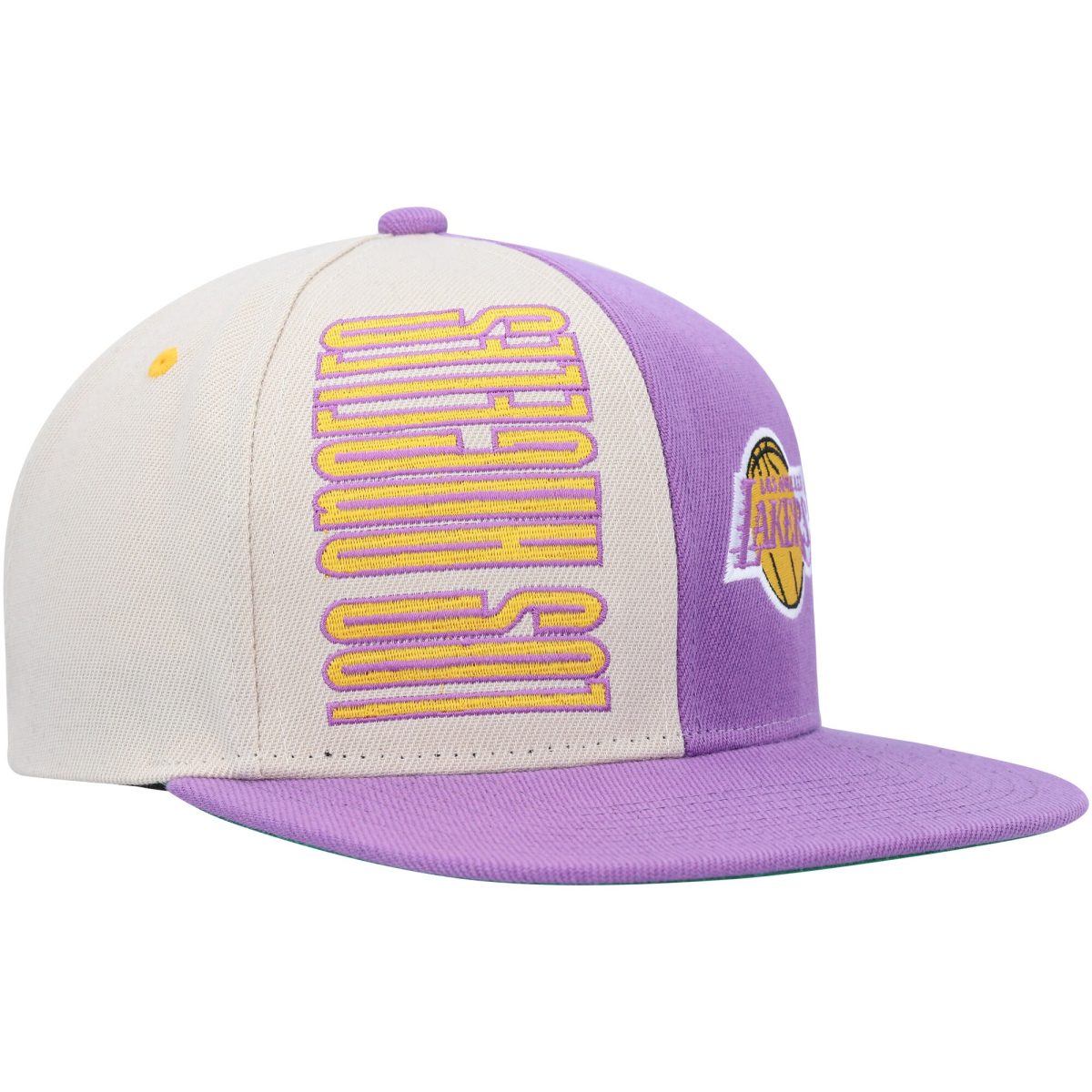 Official Los Angeles Lakers mens los angeles lakers mitchell  ness creampurple hardwood classics pop snapback hat | Lakers Shop