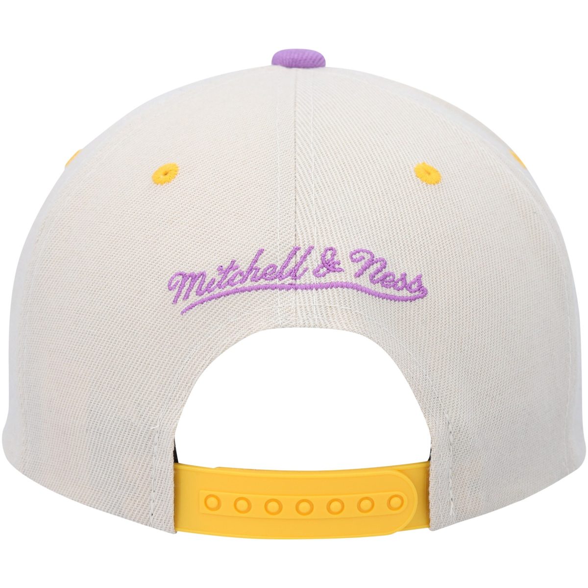 Official Los Angeles Lakers mens los angeles lakers mitchell  ness creampurple hardwood classics pop snapback hat | Lakers Shop