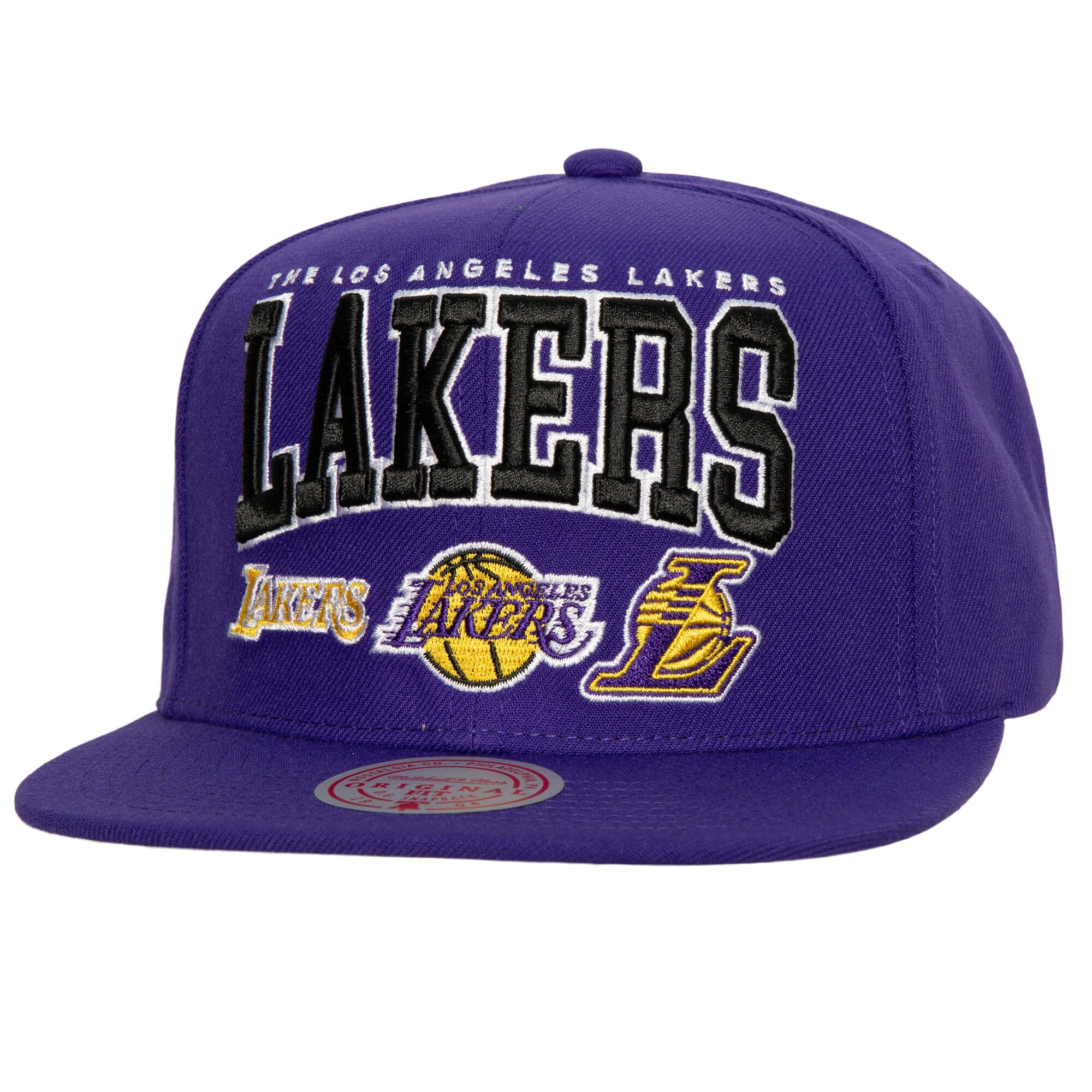 Official Los Angeles Lakers mens los angeles lakers mitchell  ness purple champ stack snapback hat | Lakers Shop