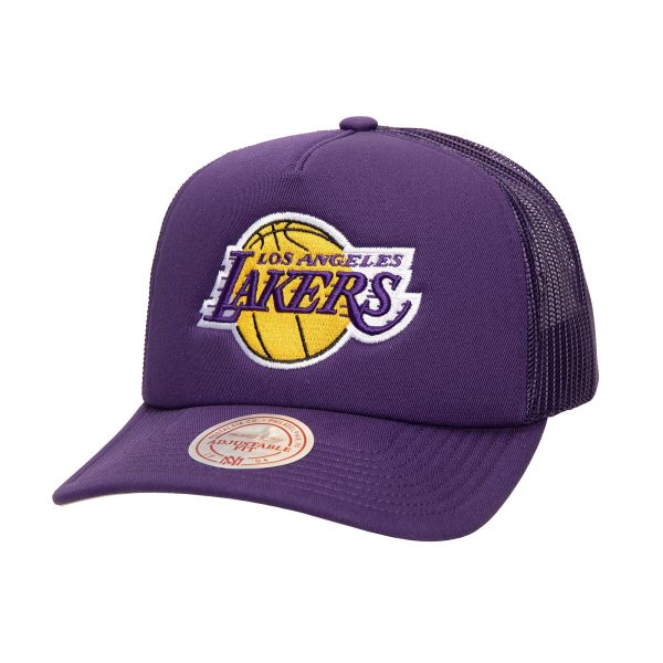 Official Los Angeles Lakers mens los angeles lakers mitchell  ness purple core evergreen otc trucker adjustable hat | Lakers Shop