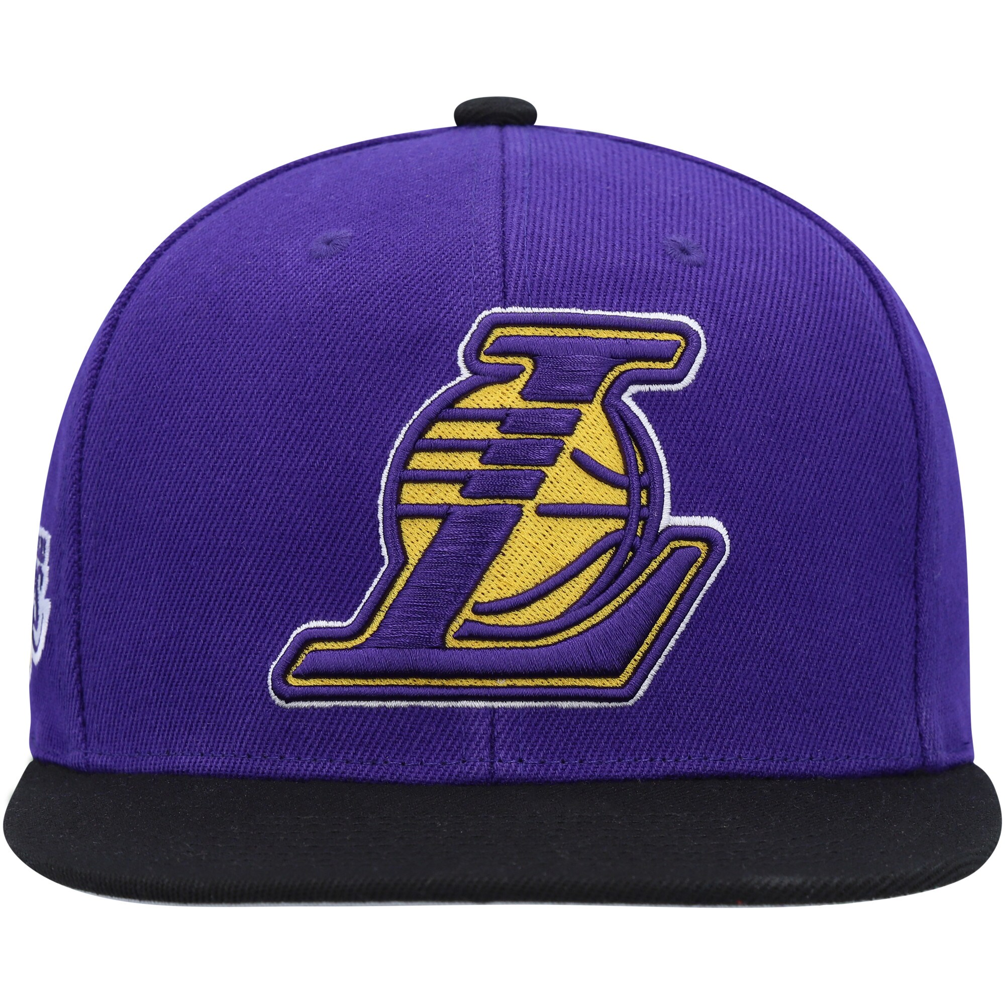 Official Los Angeles Lakers mens los angeles lakers mitchell  ness purpleblack side core 2.0 snapback hat | Lakers Shop