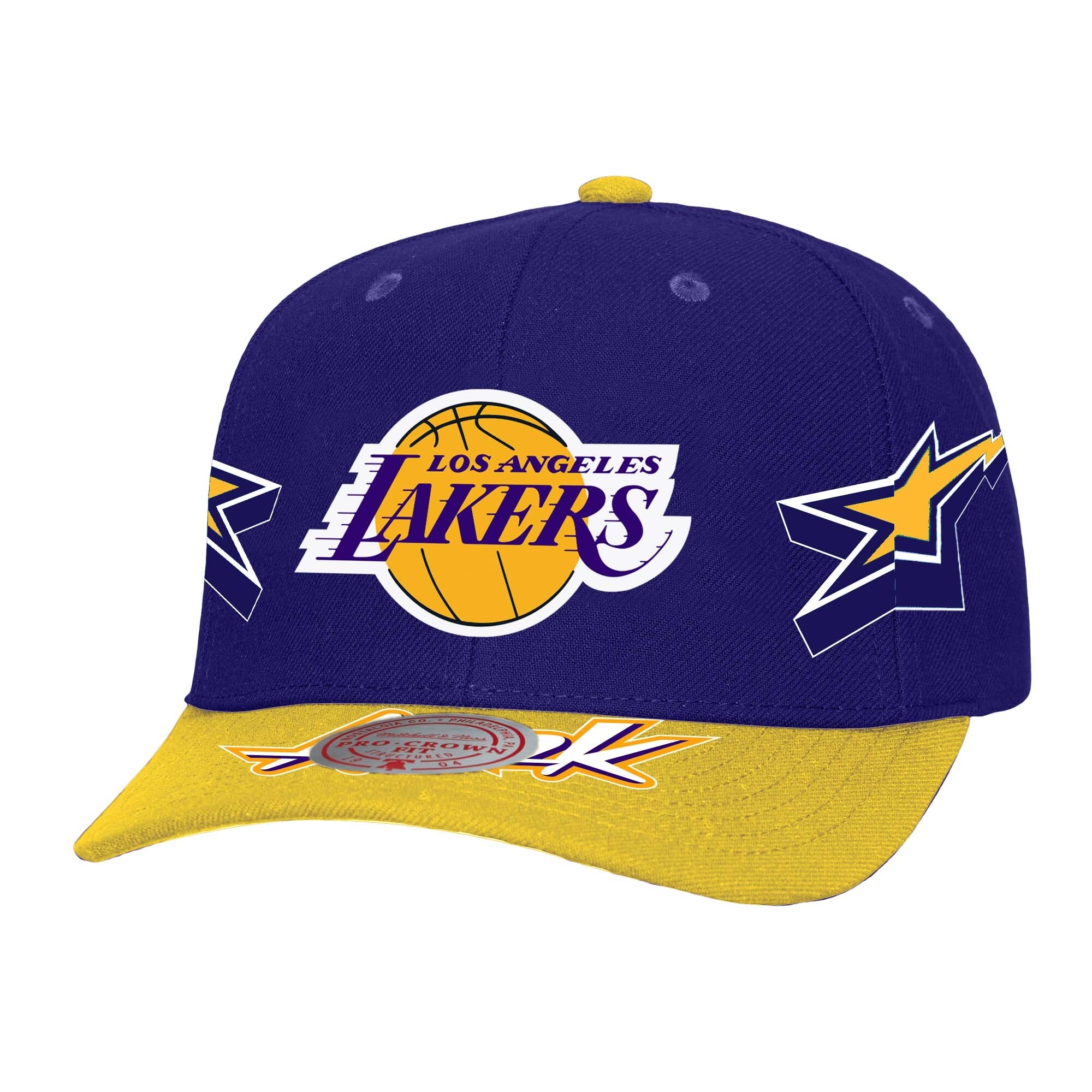 Official Los Angeles Lakers mens los angeles lakers mitchell  ness purplegold as2k stars pro crown adjustable hat | Lakers Shop