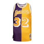 Official Los Angeles Lakers mens los angeles lakers mitchell  ness purplegold big  tall hardwood classics 198485 split swingman jersey | Lakers Shop