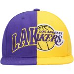 Official Los Angeles Lakers mens los angeles lakers mitchell  ness purplegold half and half snapback hat | Lakers Shop