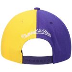 Official Los Angeles Lakers mens los angeles lakers mitchell  ness purplegold half and half snapback hat | Lakers Shop