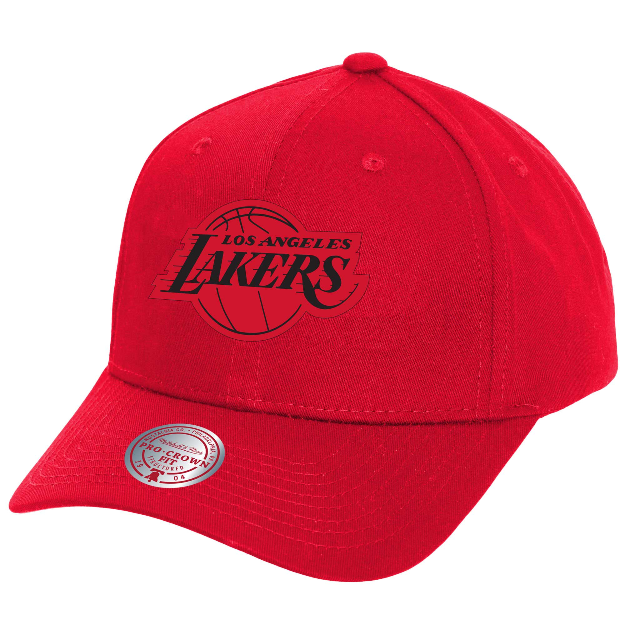 Official Los Angeles Lakers mens los angeles lakers mitchell  ness red fire red pro crown snapback hat | Lakers Shop