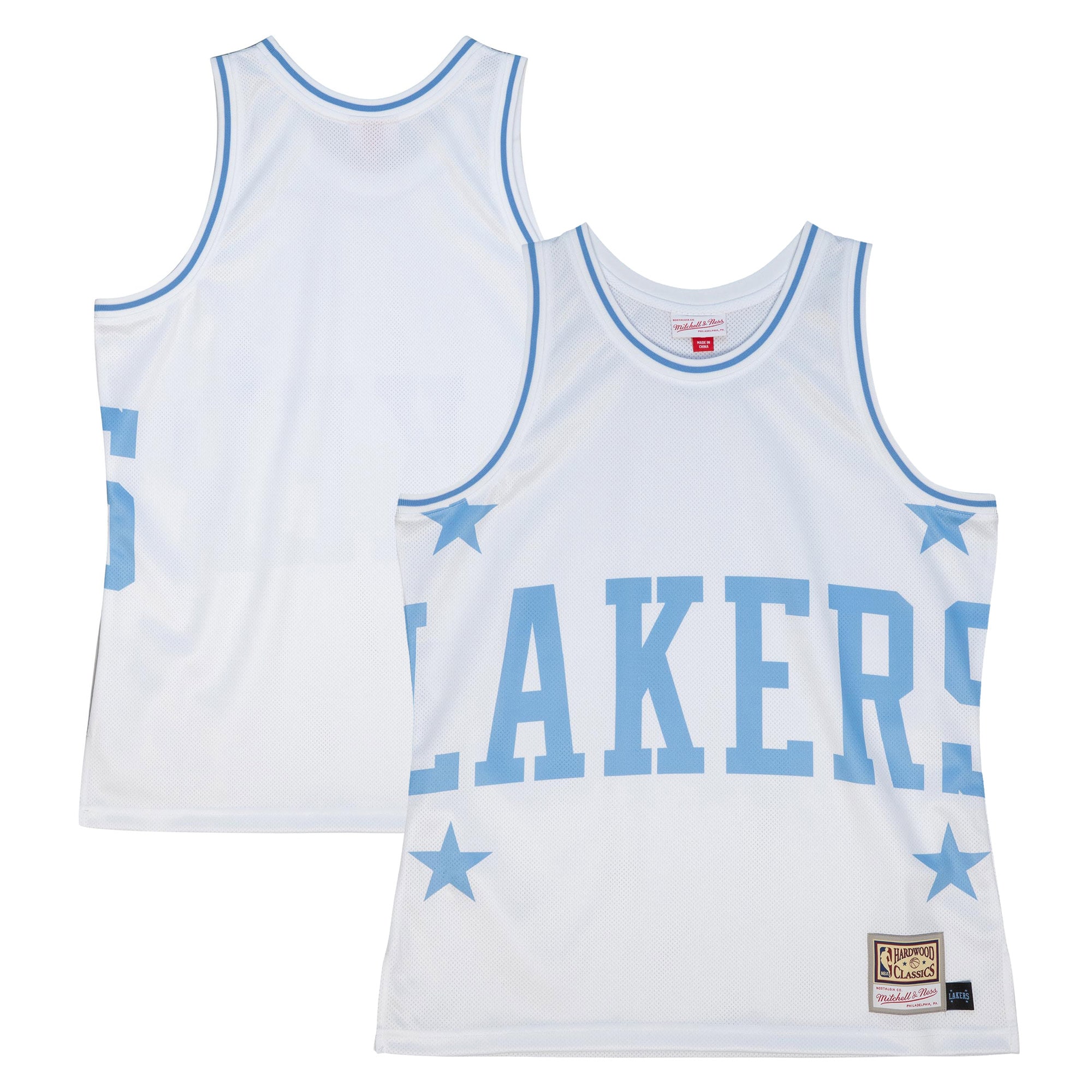 Official Los Angeles Lakers mens los angeles lakers mitchell  ness white hardwood classics blown out fashion jersey | Lakers Shop