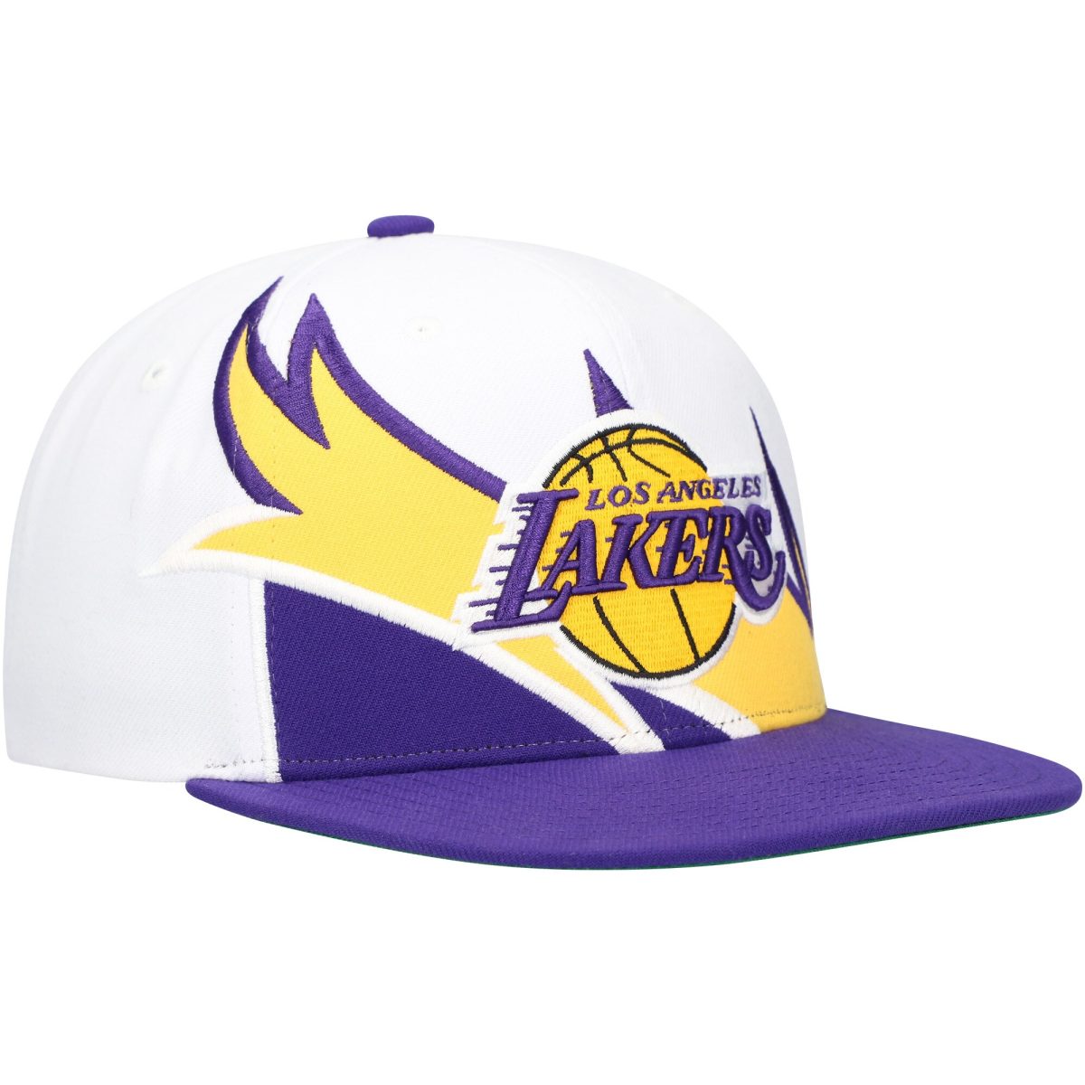 Official Los Angeles Lakers mens los angeles lakers mitchell  ness whitepurple waverunner snapback hat | Lakers Shop