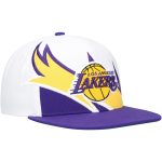Official Los Angeles Lakers mens los angeles lakers mitchell  ness whitepurple waverunner snapback hat | Lakers Shop