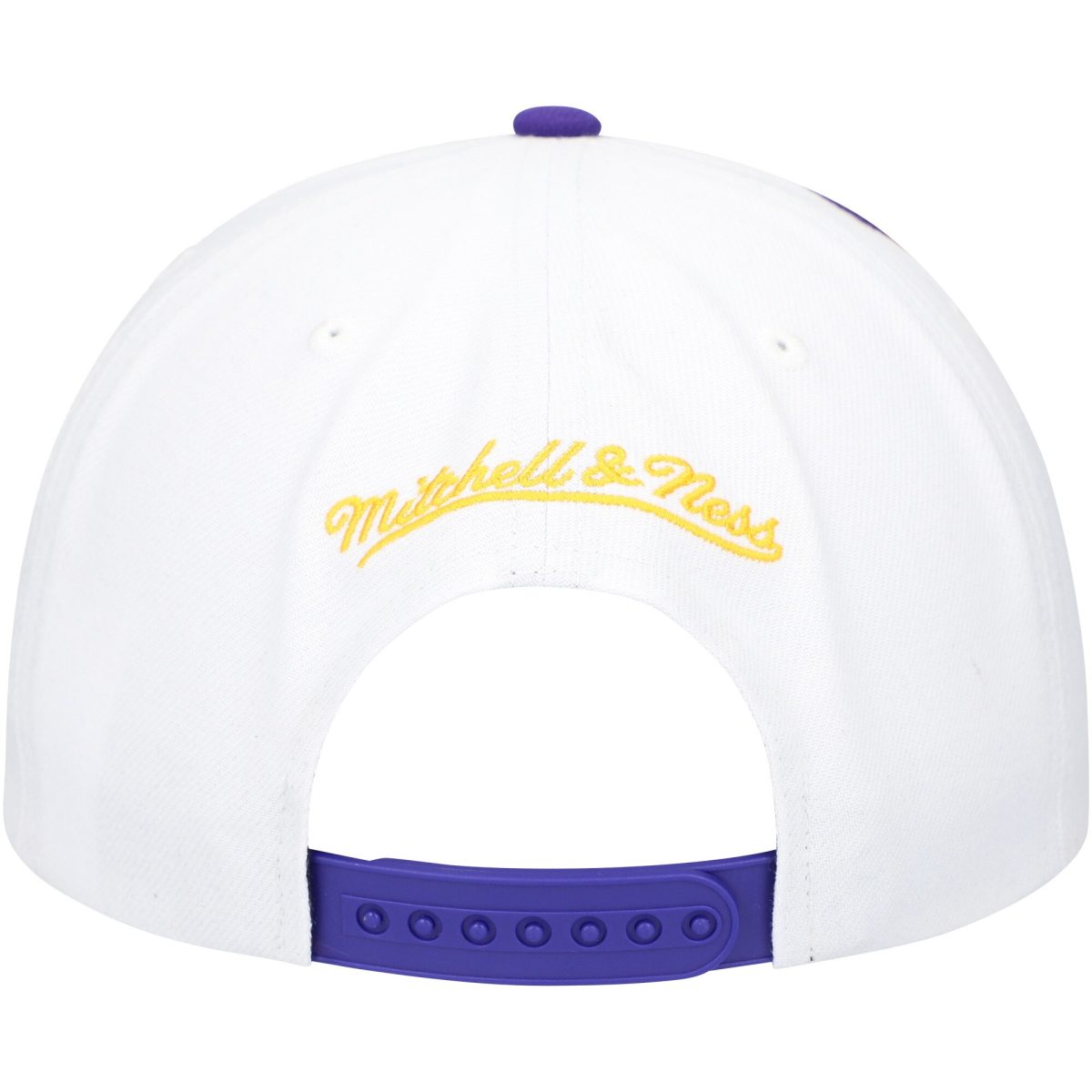 Official Los Angeles Lakers mens los angeles lakers mitchell  ness whitepurple waverunner snapback hat | Lakers Shop