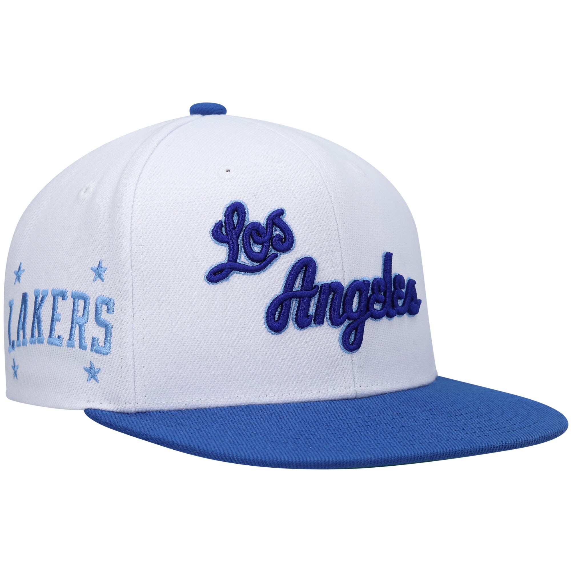Official Los Angeles Lakers mens los angeles lakers mitchell  ness whiteroyal hardwood classics snapback hat | Lakers Shop