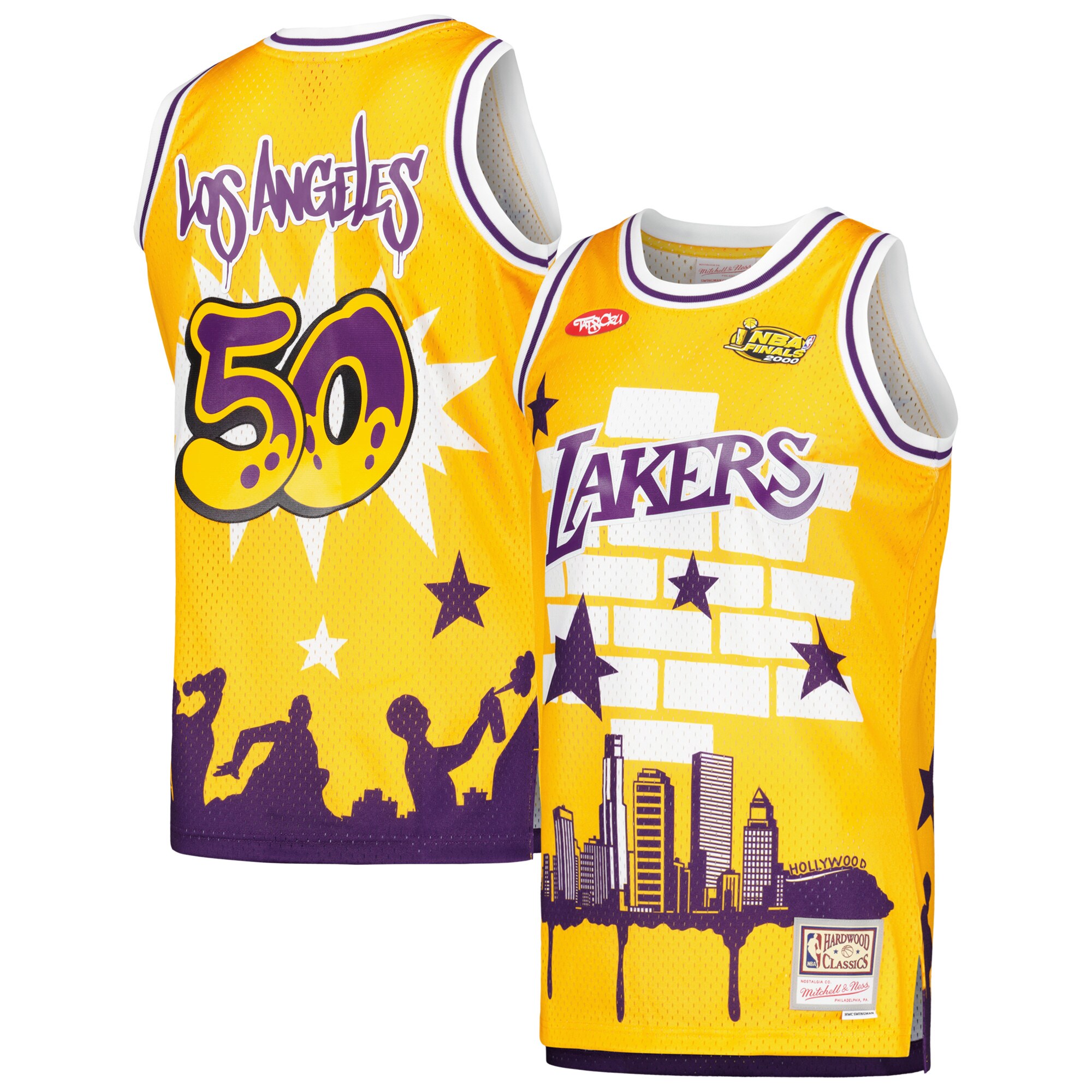 Official Los Angeles Lakers mens los angeles lakers mitchell  ness x tats cru gold hardwood classics fashion jersey | Lakers Shop