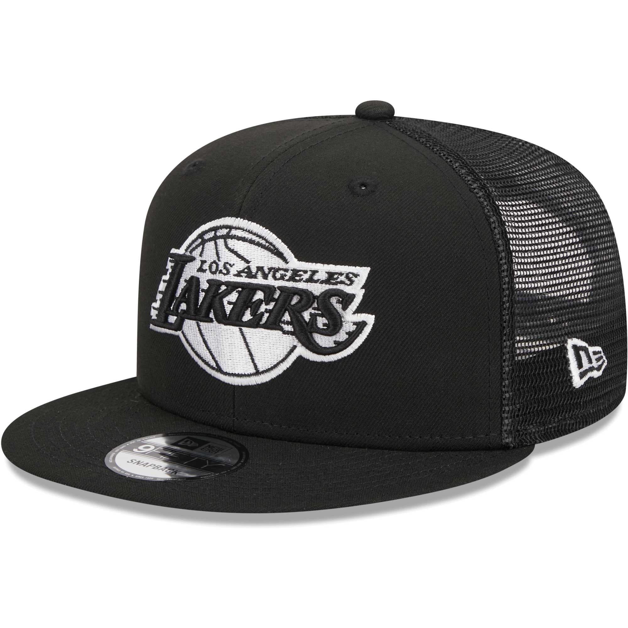 Official Los Angeles Lakers mens los angeles lakers new era black 9fifty snapback trucker hat | Lakers Shop