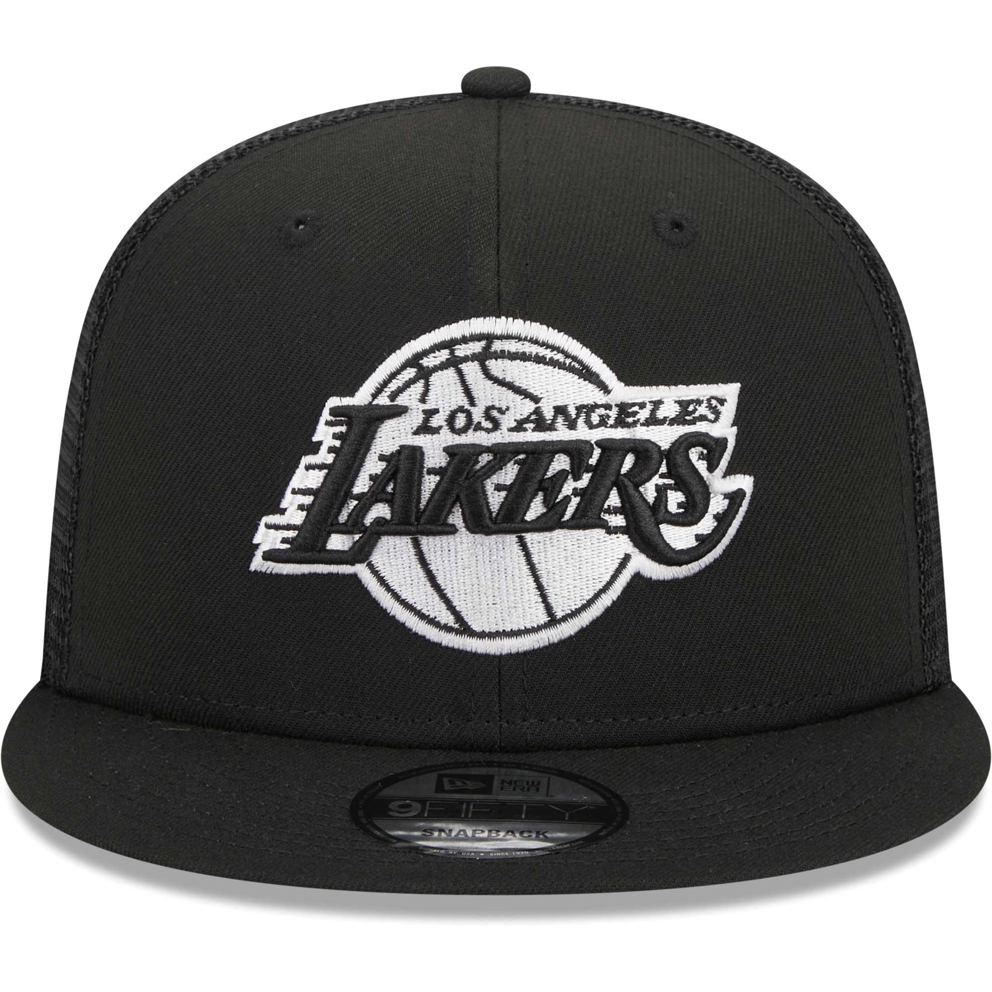 Official Los Angeles Lakers mens los angeles lakers new era black 9fifty snapback trucker hat | Lakers Shop