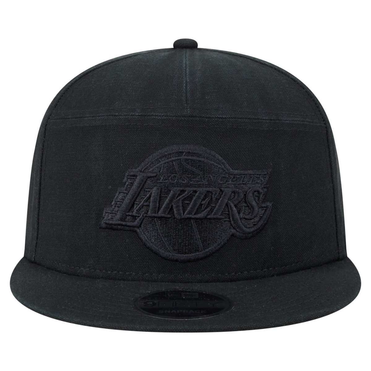 Official Los Angeles Lakers mens los angeles lakers new era black adventure canvas split panel 9fifty snapback hat | Lakers Shop