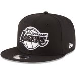 Official Los Angeles Lakers mens los angeles lakers new era black black  white logo 9fifty adjustable snapback hat | Lakers Shop