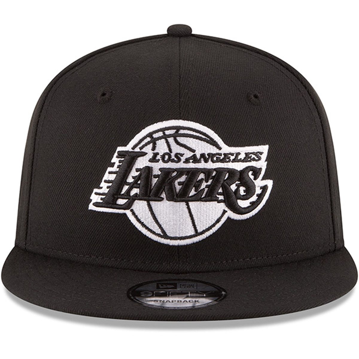 Official Los Angeles Lakers mens los angeles lakers new era black black  white logo 9fifty adjustable snapback hat | Lakers Shop