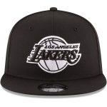 Official Los Angeles Lakers mens los angeles lakers new era black black  white logo 9fifty adjustable snapback hat | Lakers Shop