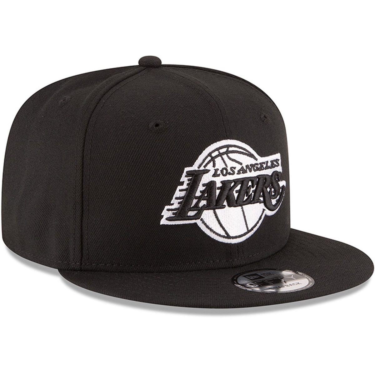 Official Los Angeles Lakers mens los angeles lakers new era black black  white logo 9fifty adjustable snapback hat | Lakers Shop