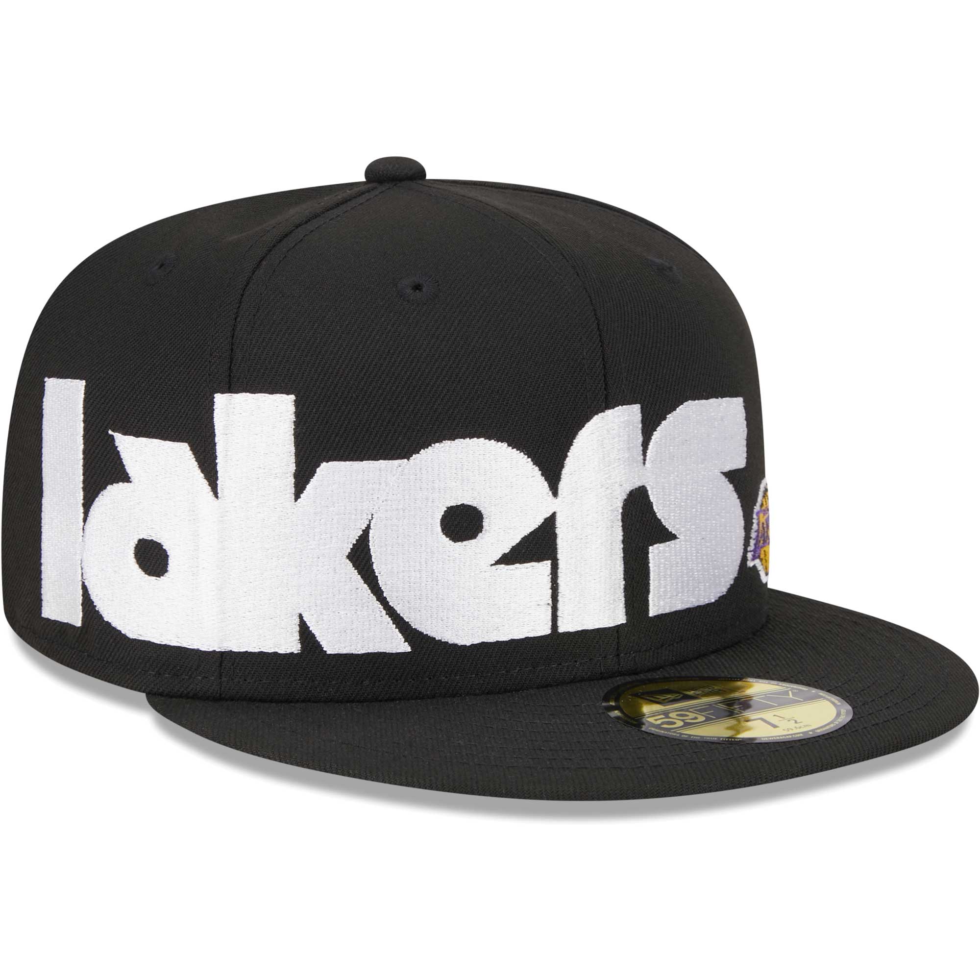 Official Los Angeles Lakers mens los angeles lakers new era black checkerboard uv 59fifty fitted hat | Lakers Shop