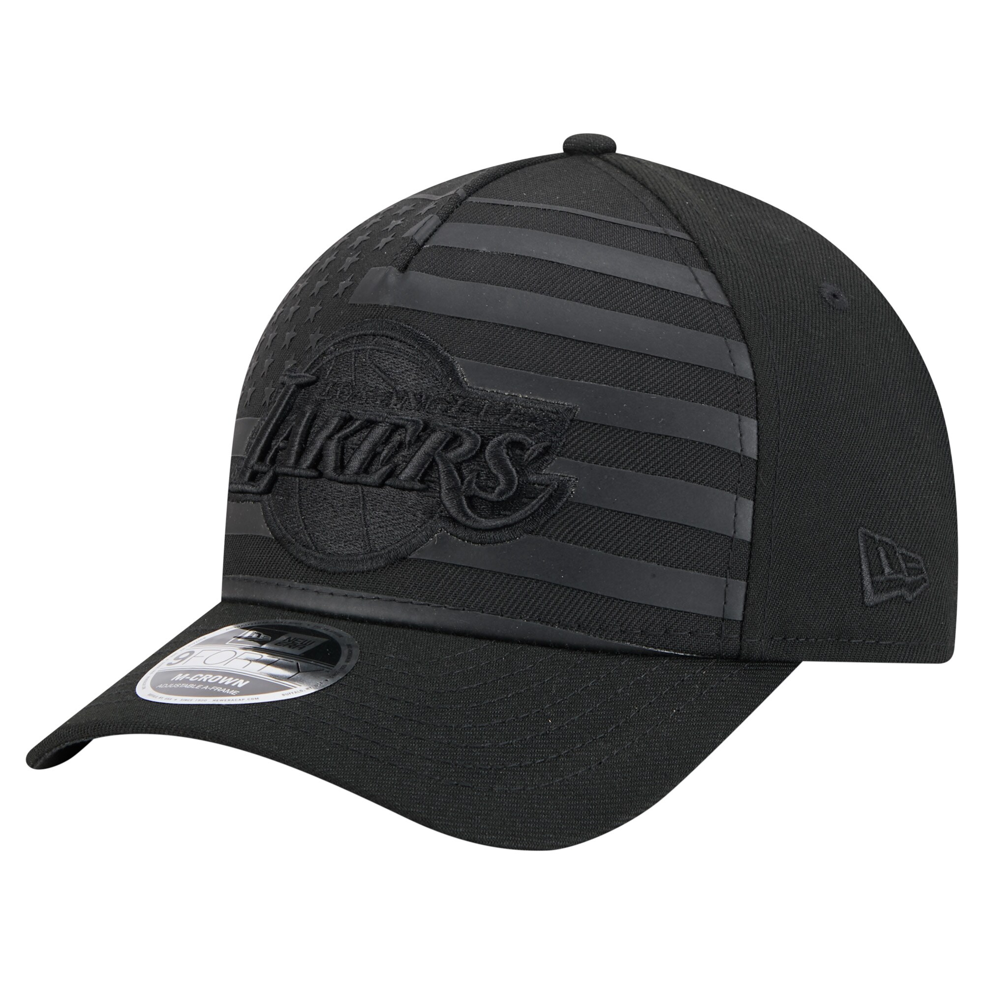 Official Los Angeles Lakers mens los angeles lakers new era black game day flag a-frame 9forty adjustable hat | Lakers Shop