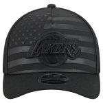 Official Los Angeles Lakers mens los angeles lakers new era black game day flag a-frame 9forty adjustable hat | Lakers Shop