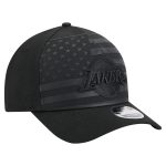 Official Los Angeles Lakers mens los angeles lakers new era black game day flag a-frame 9forty adjustable hat | Lakers Shop