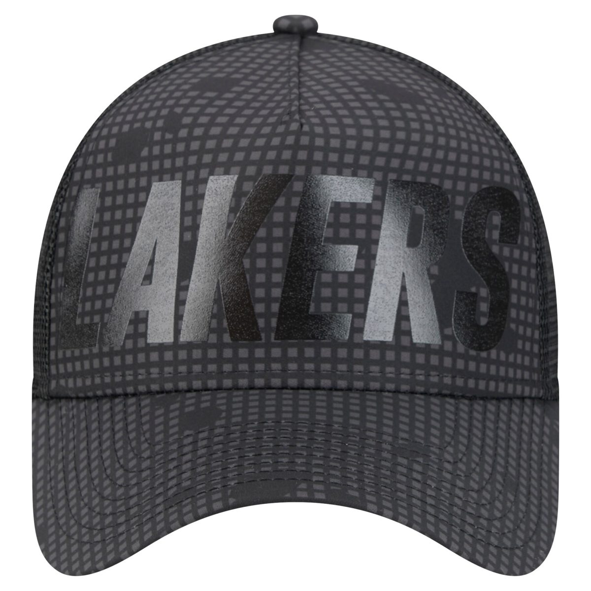 Official Los Angeles Lakers mens los angeles lakers new era black midnight ink tonal a-frame trucker 9forty adjustable hat | Lakers Shop