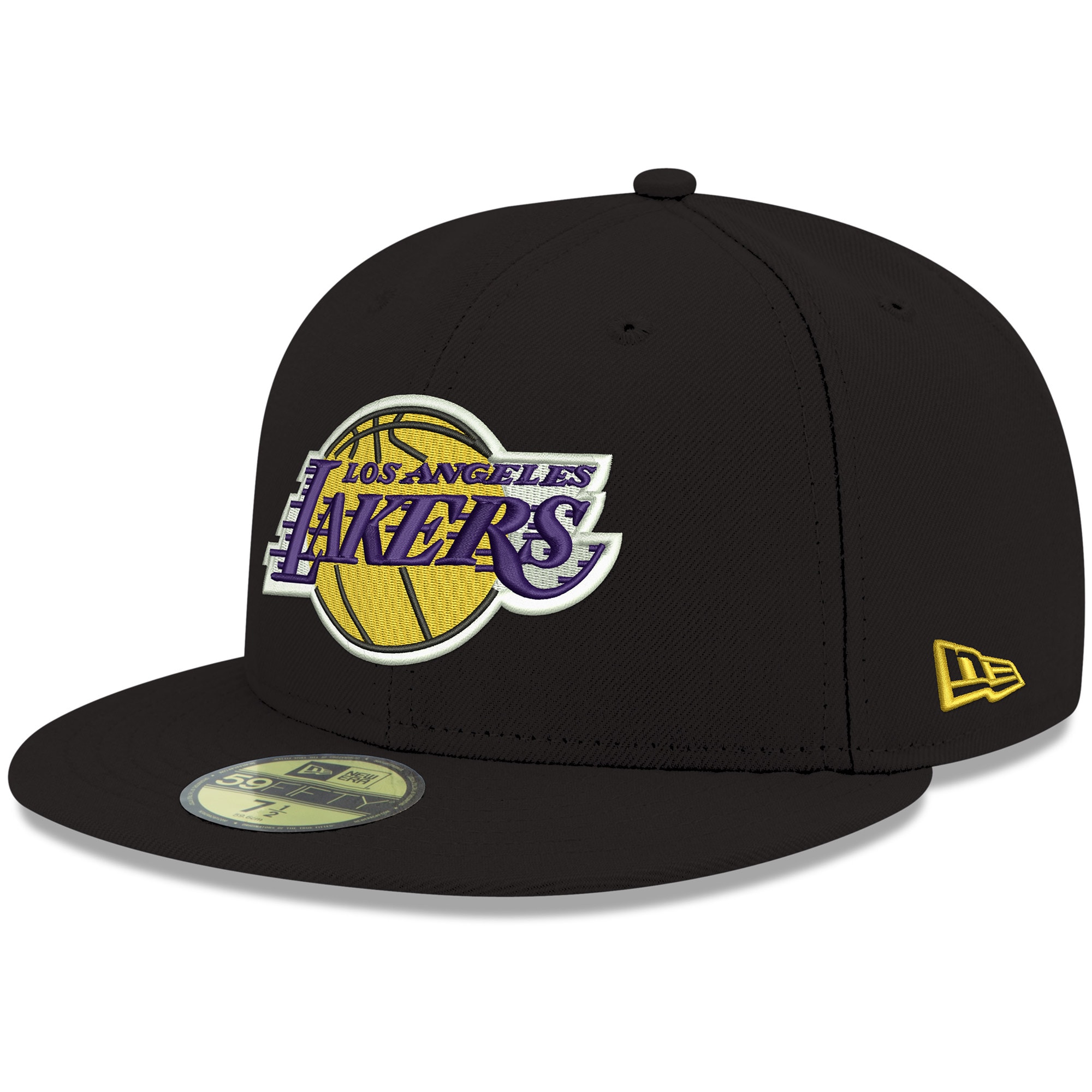 Official Los Angeles Lakers mens los angeles lakers new era black official team color 59fifty fitted hat | Lakers Shop