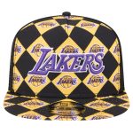 Official Los Angeles Lakers mens los angeles lakers new era black seeing diamonds a-frame trucker 9fifty snapback hat | Lakers Shop