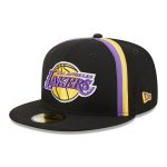Official Los Angeles Lakers mens los angeles lakers new era black taping 59fifty fitted hat | Lakers Shop