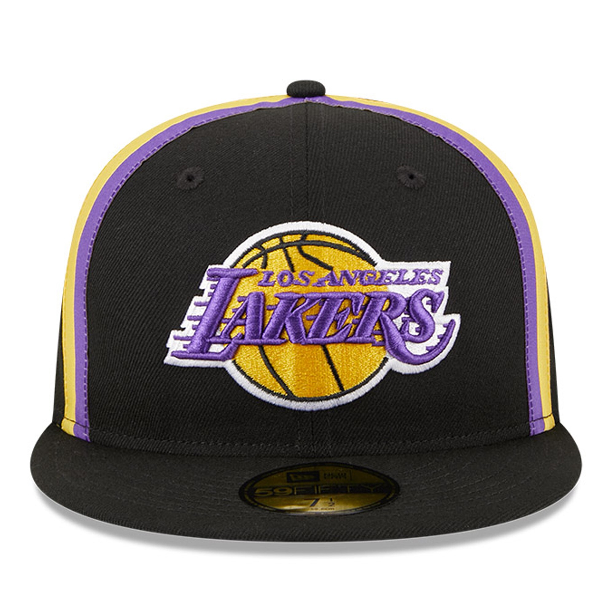 Official Los Angeles Lakers mens los angeles lakers new era black taping 59fifty fitted hat | Lakers Shop
