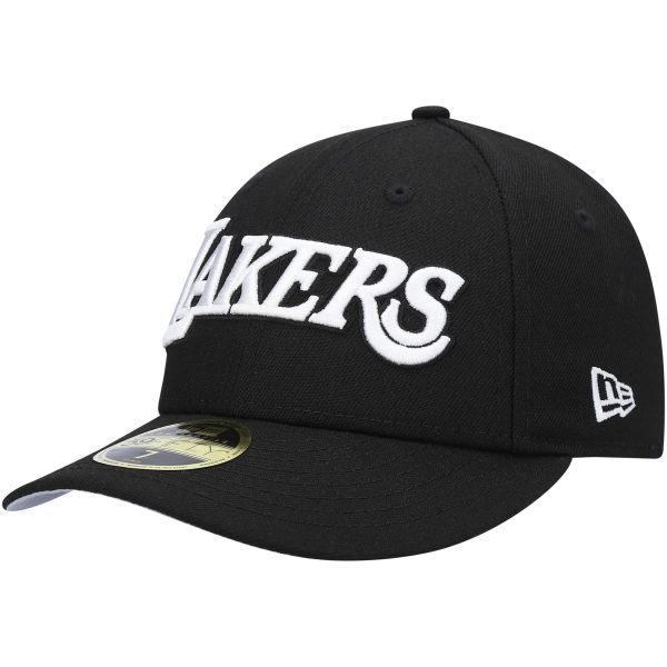 Official Los Angeles Lakers mens los angeles lakers new era black team logo low profile 59fifty fitted hat | Lakers Shop