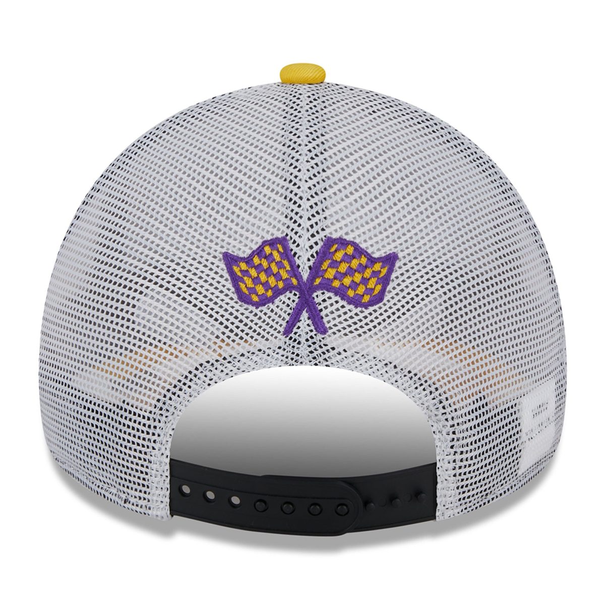Official Los Angeles Lakers mens los angeles lakers new era blackgold a-frame 9forty trucker hat | Lakers Shop