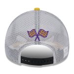 Official Los Angeles Lakers mens los angeles lakers new era blackgold a-frame 9forty trucker hat | Lakers Shop