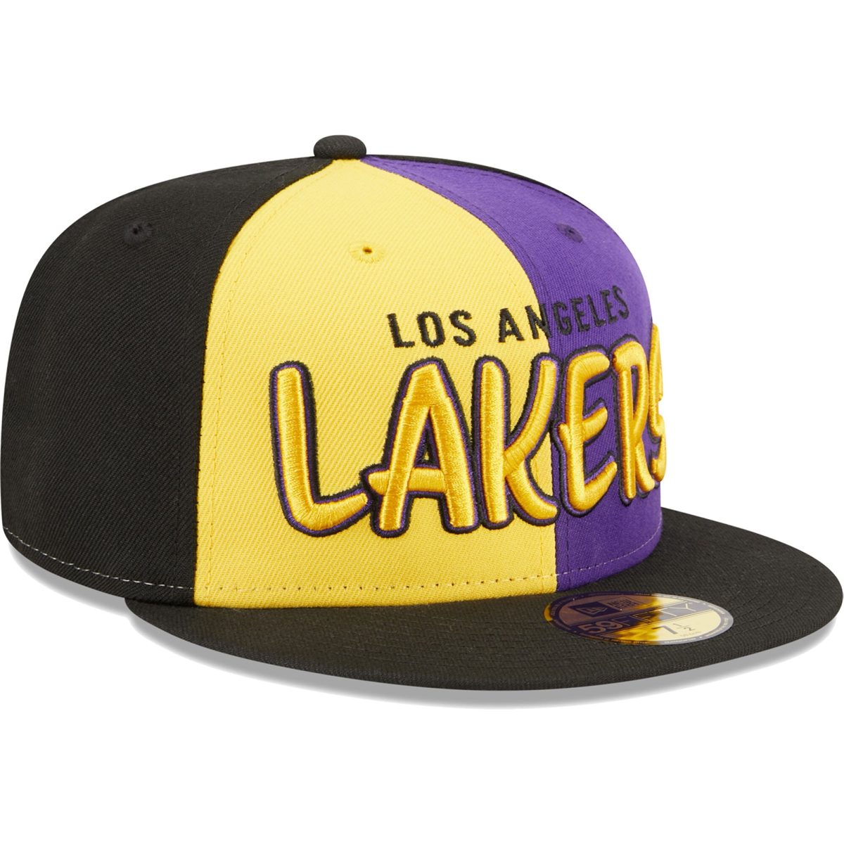 Official Los Angeles Lakers mens los angeles lakers new era blackgold pop front 59fifty fitted hat | Lakers Shop
