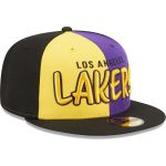 Official Los Angeles Lakers mens los angeles lakers new era blackgold pop front 59fifty fitted hat | Lakers Shop