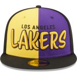 Official Los Angeles Lakers mens los angeles lakers new era blackgold pop front 59fifty fitted hat | Lakers Shop