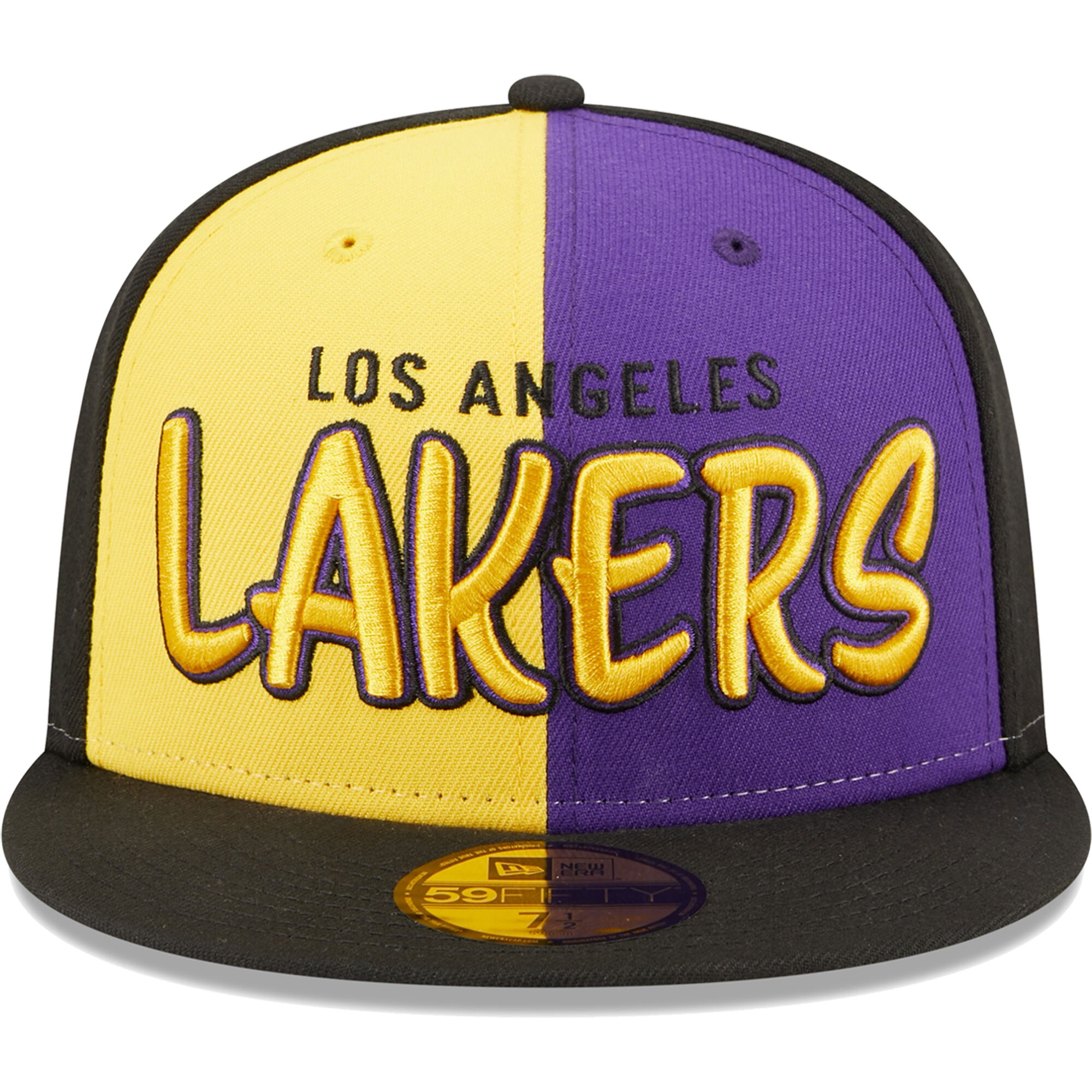 Official Los Angeles Lakers mens los angeles lakers new era blackgold pop front 59fifty fitted hat | Lakers Shop