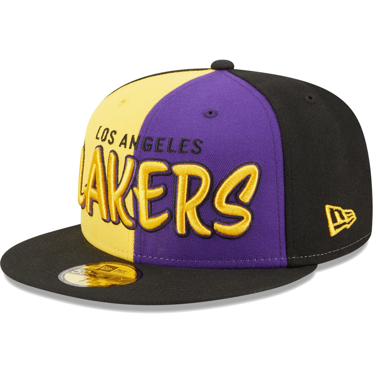 Official Los Angeles Lakers mens los angeles lakers new era blackgold pop front 59fifty fitted hat | Lakers Shop